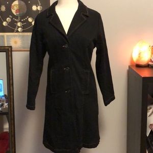 Black denim trench coat